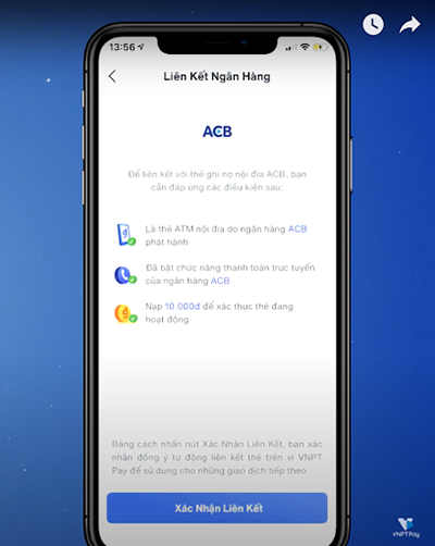 Nhấn Xác nhận liên kết để chuyển sang bước tiếp theo