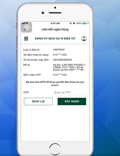 Nhập mã OTP rồi ấn Xác nhận