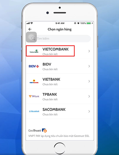 Ấn chọn VIETCOMBANK