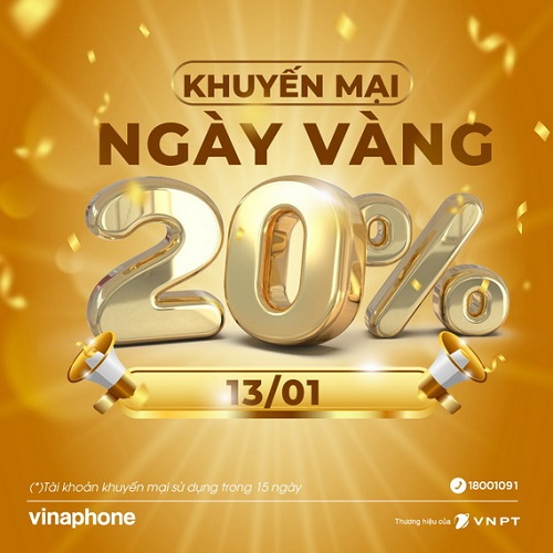 VinaPhone tung khuyến mại nạp thẻ hấp dẫn ngày 13/1