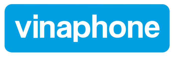 Logo VinaPhone chữ trắng nền xanh