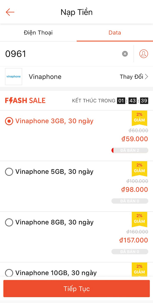 giao diện my vnpt trên điện thoại