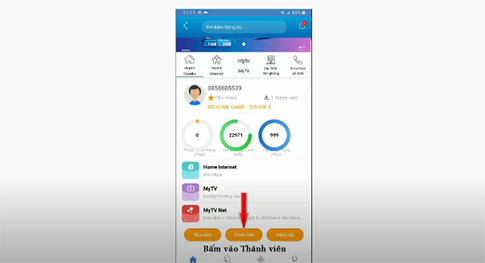 giao diện my vnpt trên điện thoại