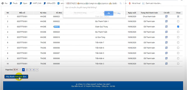 Cần huỷ thanh toán mới huỷ được hoá đơn điện tử