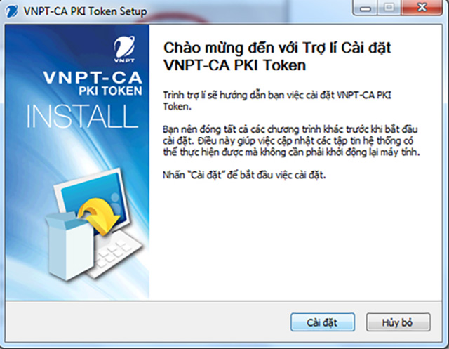 Giao diện màn hình khi cài đặt chữ ký số