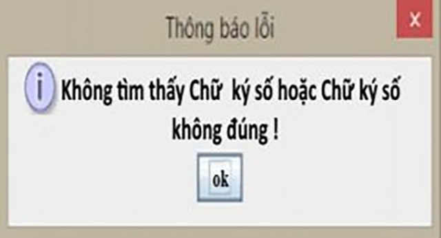 Không tìm thấy chữ ký số hoặc chữ ký số không đúng