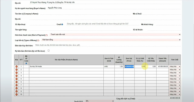 Nhập nội dung mới vào Hoá đơn điện tử cần thay thế