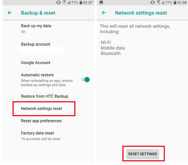 Reset lại dữ liệu di động trên máy