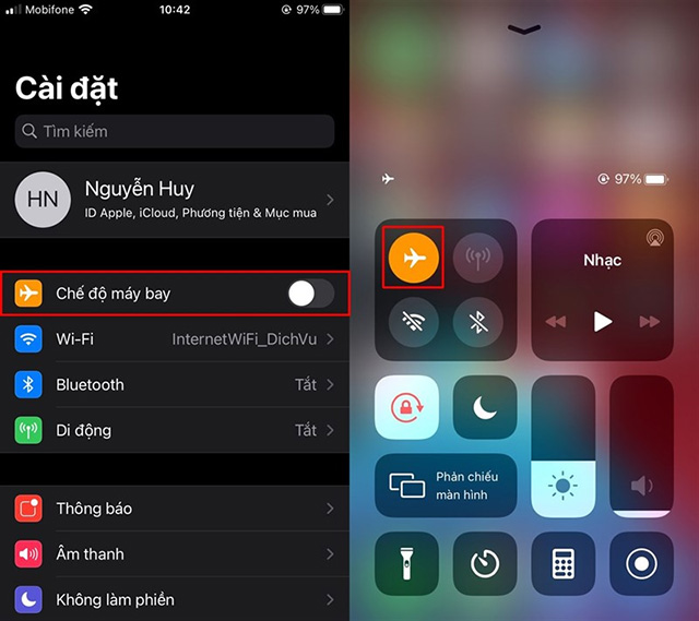 Tắt chế độ máy bay