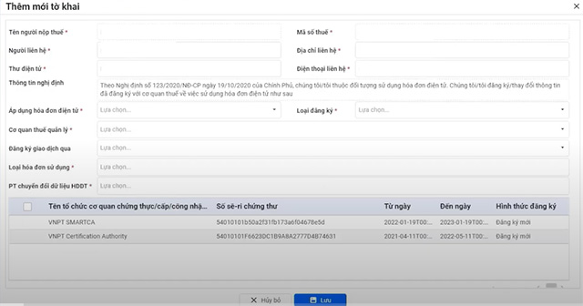 Người đăng ký cần tiến hành điền đầy đủ thông tin theo hướng dẫn