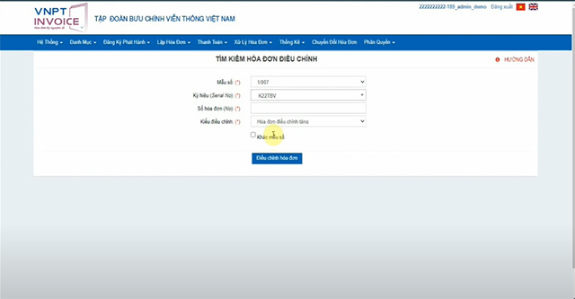 Tìm hoá đơn điện tử cần điều chỉnh