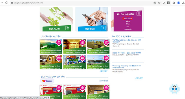 Vào phần Ưu đãi hội viên