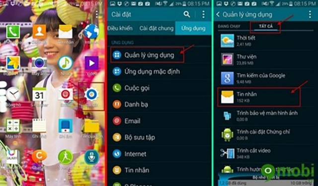 Vào cài đặt và tìm chọn mục “Tin nhắn"