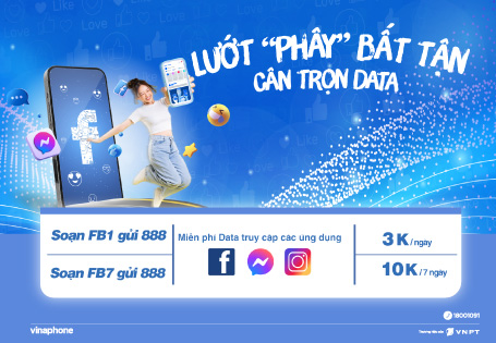 Lướt Facebook không giới hạn Data với gói Data FB của VinaPhone