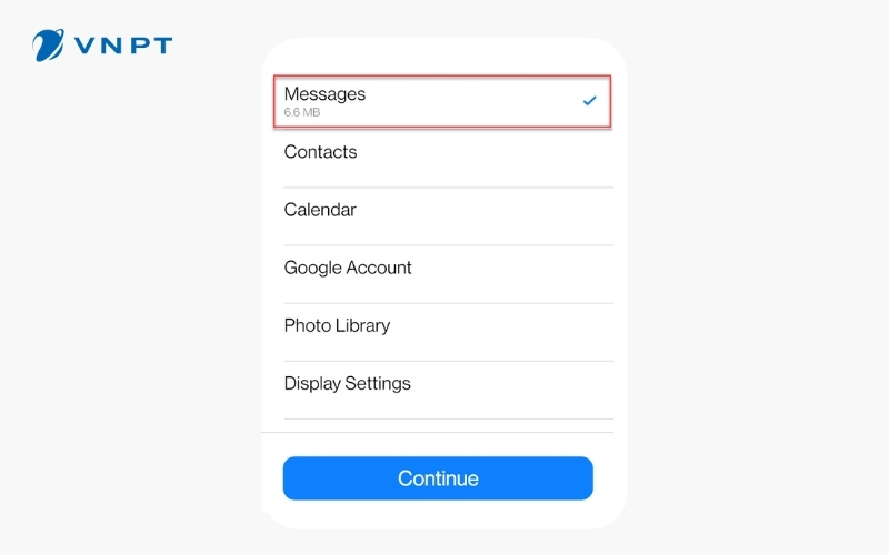 Chọn chuyển tin nhắn từ Android sang iPhone