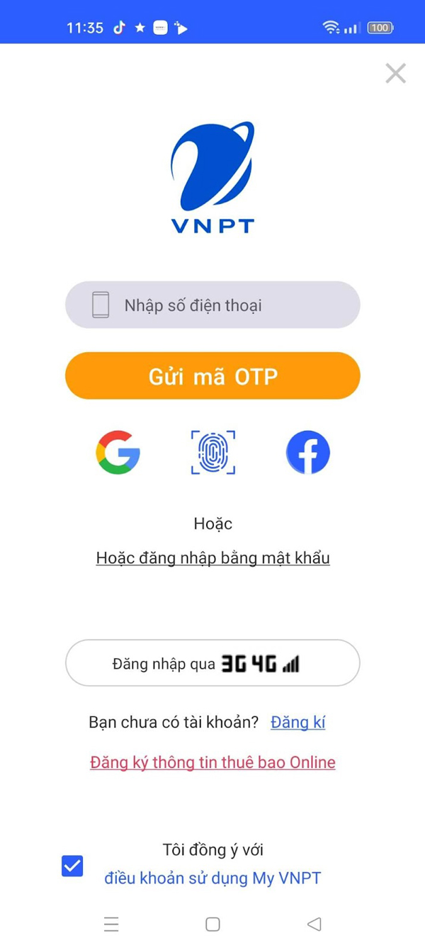 Đăng nhập vào tài khoản My VNPT