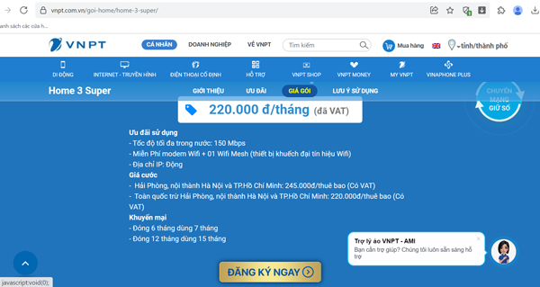 Ấn nút “Đăng ký ngay”