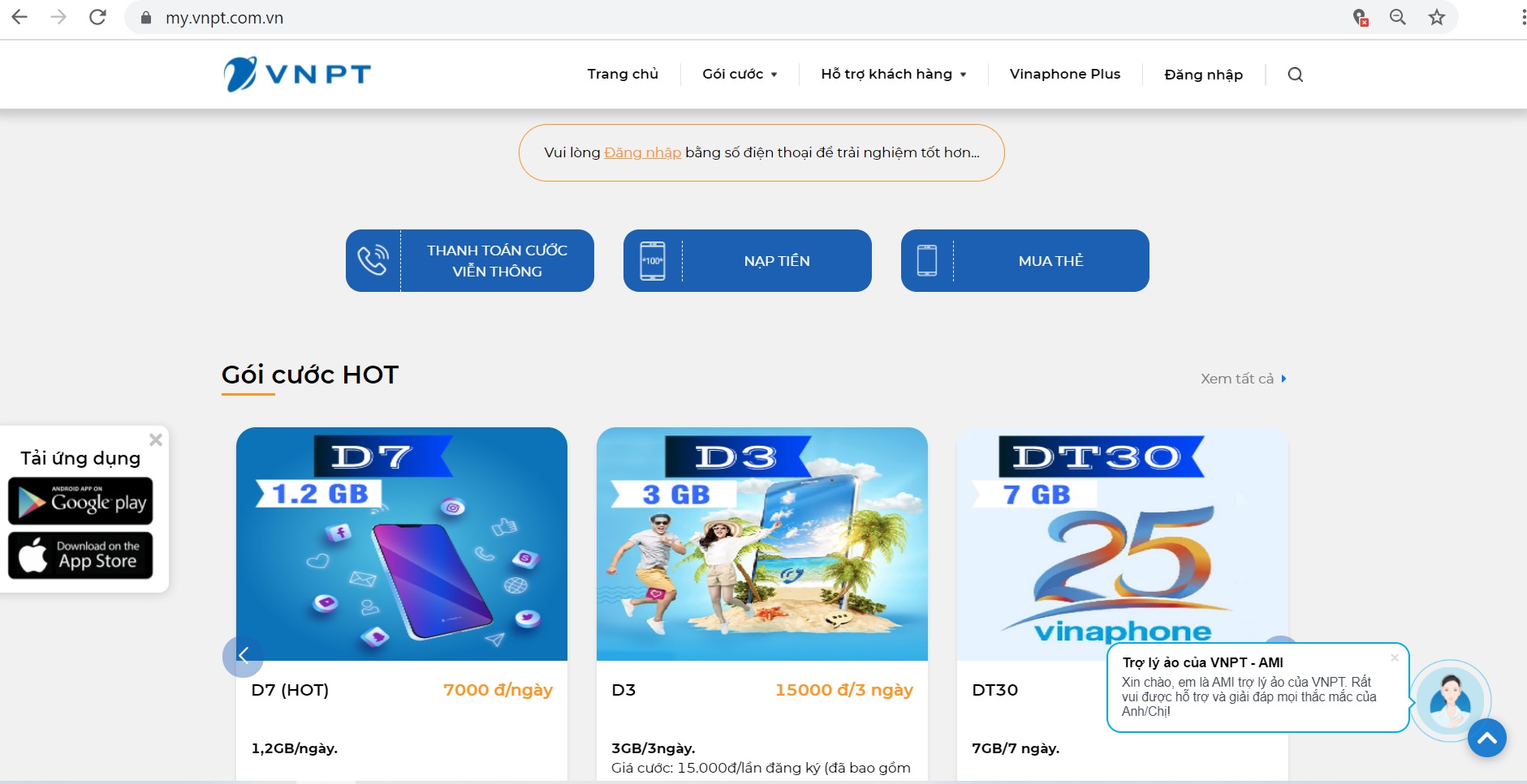 Trải nghiệm giao tiếp với trợ lý ảo AMI trên My VNPT