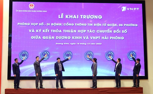 VNPT ký kết thỏa thuận hợp tác chuyển đổi số với UBND Quận Dương Kinh (Hải Phòng)