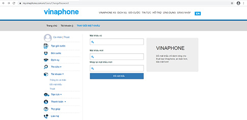 nhập mật khẩu my vnpt cũ