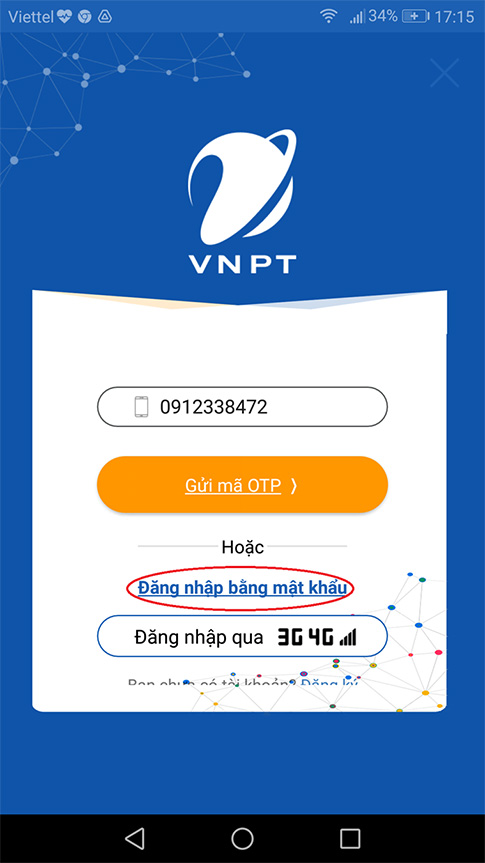 mở my vnpt và nhập mật khẩu