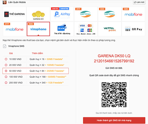 quét qr code để thanh toán