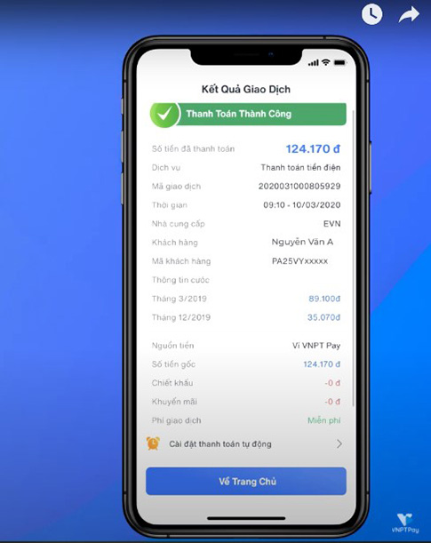 báo thanh toán thành công