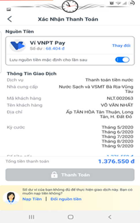 xác nhận thanh toán