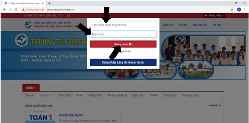 hướng dẫn đăng nhập VNPT E-learning theo địa chỉ do nhà trường bước 3