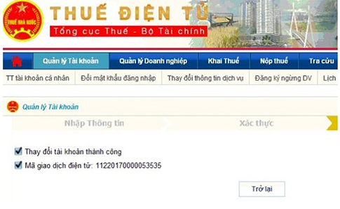 Cập nhật chữ ký số VNPT trên thuế điện tử thành công