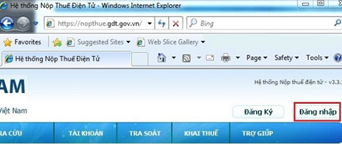 Cập nhật chữ ký số VNPT trên website nopthue bước 1