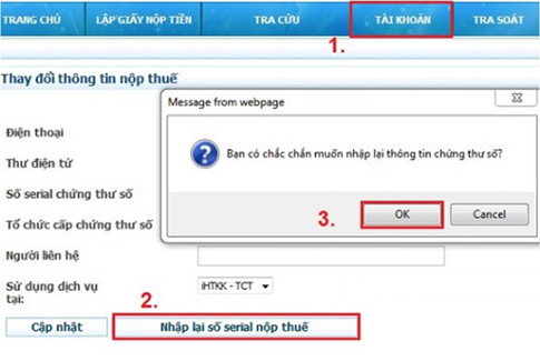 Cập nhật chữ ký số VNPT trên website nopthue bước 4