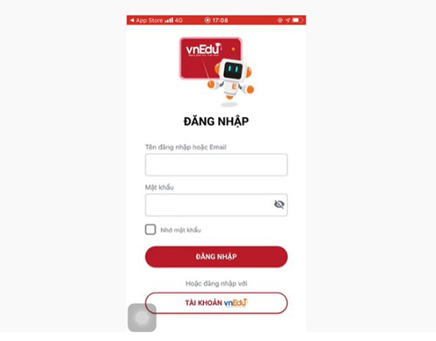 đăng nhập VNPT E-Learning trên smartphone bước 1