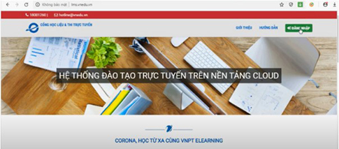 bước 1 đăng nhập phần mềm học trực tuyến VNPT E-Learning trên laptop