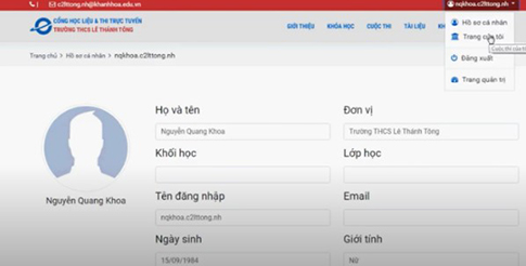 bước 5 đăng nhập phần mềm học trực tuyến VNPT E-Learning trên laptop