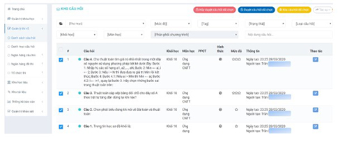 Tạo bài kiểm tra trên VNPT e-learning bước 2