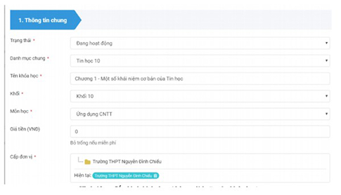 Tạo khóa học trên VNPT e-learning bước 2
