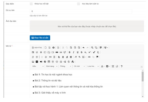 Tạo khóa học trên VNPT e-learning bước 3