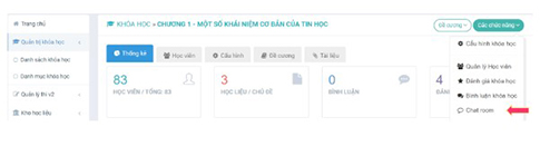 Tạo phòng chat trên VNPT e-learning bước 1