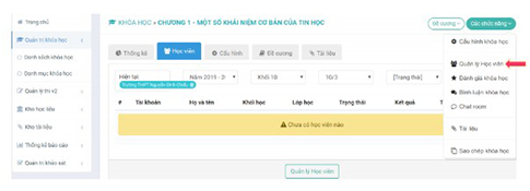 Thêm học sinh vào khóa học trên VNPT e-learning bước 1