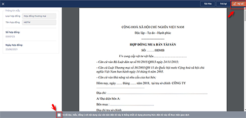 Một ví dụ về hình thức đưa bản mềm hợp đồng giấy lên website