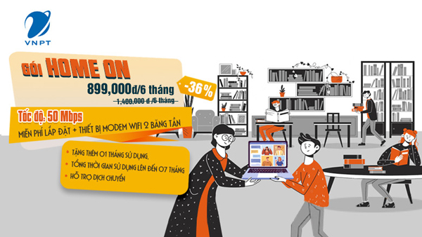 Gói cước Home On khuyến mãi giảm đến 36%, thanh toán 6 tháng sử dụng 7 tháng