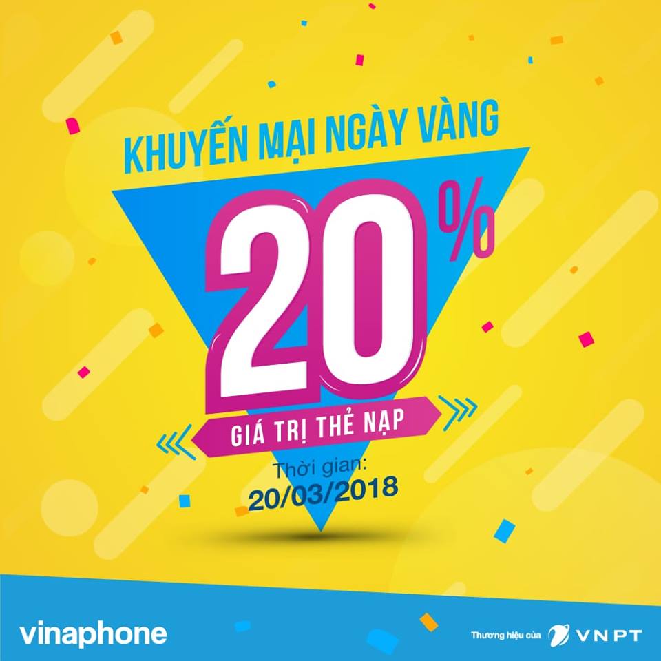 KHUYẾN MẠI NẠP THẺ NGÀY VÀNG 20/03/2018