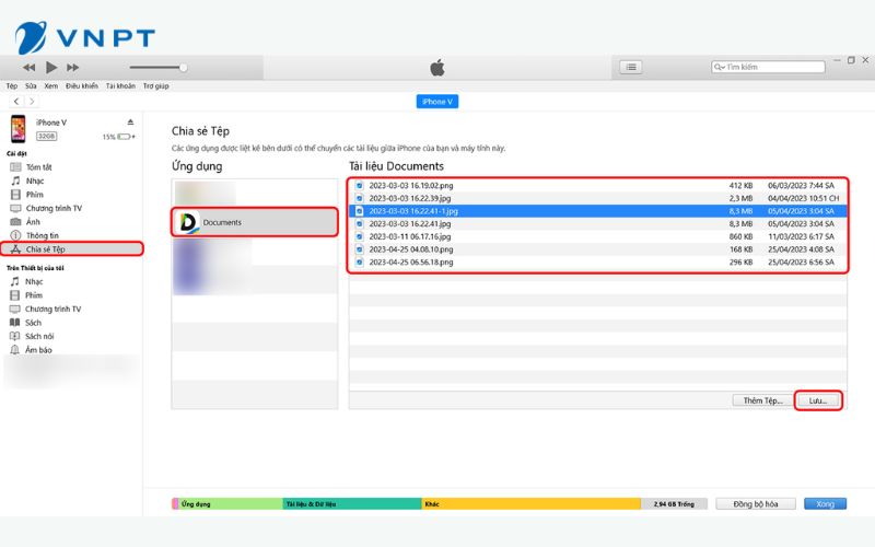 Chọn các tệp muốn chuyển đổi từ iPhone sang máy tính