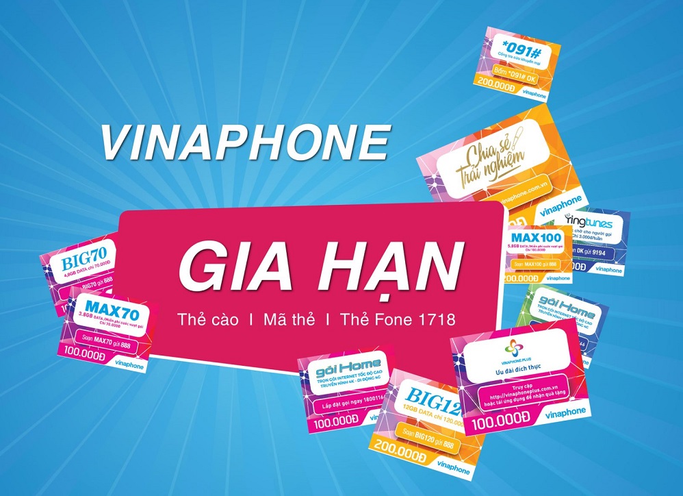 VinaPhone gia hạn sử dụng Thẻ cào, Mã thẻ, Thẻ Fone 1718