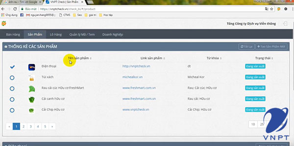 đăng sản phẩm lên hệ thống VNPT Check