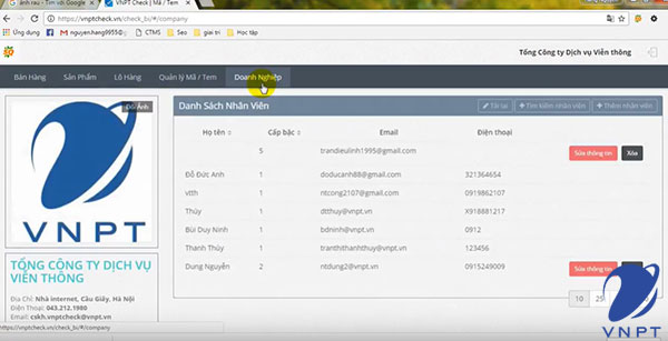 khai báo thông tin doanh nghiệp lên vnpt check