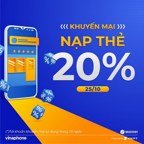 Tin vui khuyến mại nạp thẻ cho khách hàng VinaPhone trong ngày 25/10