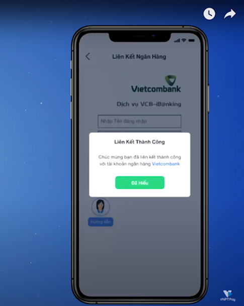 Cách liên kết ví VNPT Pay với Vietcombank bước 13
