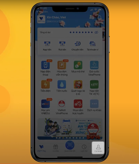 Cách liên kết ví VNPT Pay với Agribank ngay trên điện thoại di động bước 1
